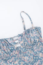 Sexy Spaghetti Strap Paisley Floral Bodycon Maxi Dress
