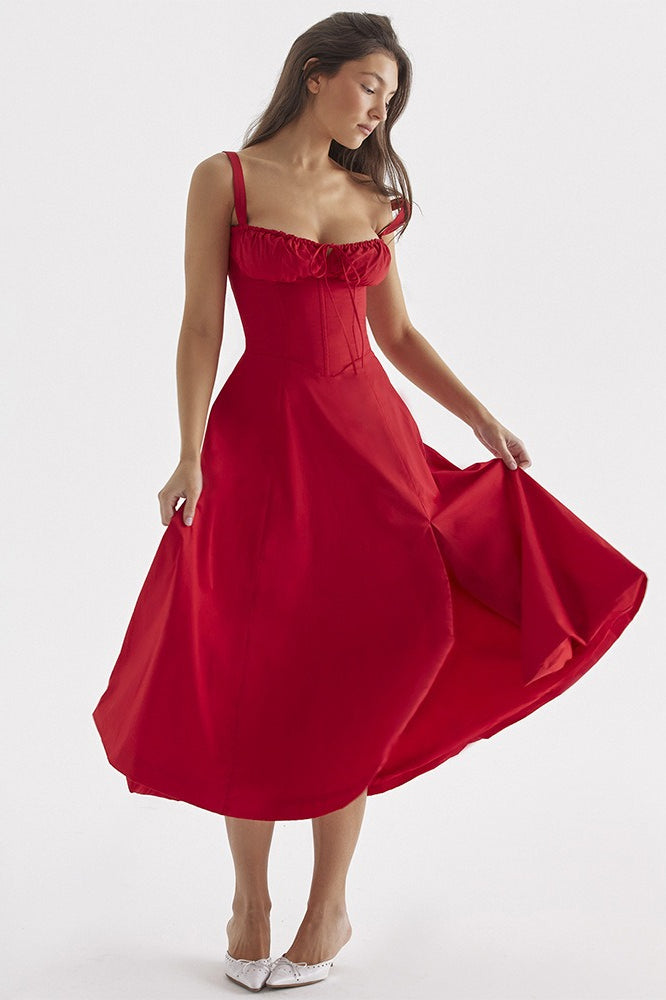 French Tie Waist ALine Slip Dress