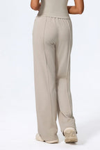 Relaxed Straight Leg  High Waist Knit Pants