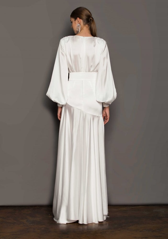 Phoebe V - neck Belted Slit Maxi Dress