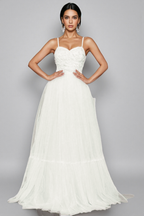 Cosima White Halter Mesh Maxi Dress