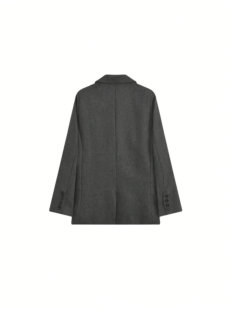 Chic Retro Herringbone Fleece-Blend Blazer