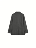 Chic Retro Herringbone Fleece-Blend Blazer