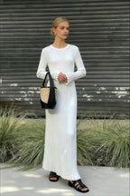 Ribbed Knit Tie Waist Dress