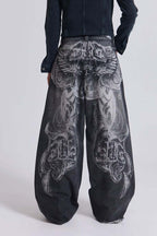 Vintage Printed Ripped Washed Baggy Streetwear Jeans