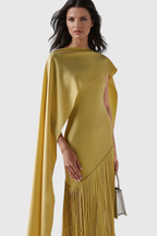 Donaldina Fringe Shawl Maxi Dress
