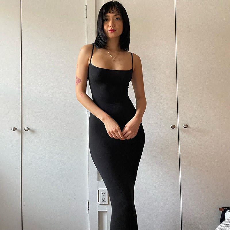 Casual Sleeveless High Waisted Slim Fit Camisole Long Dress