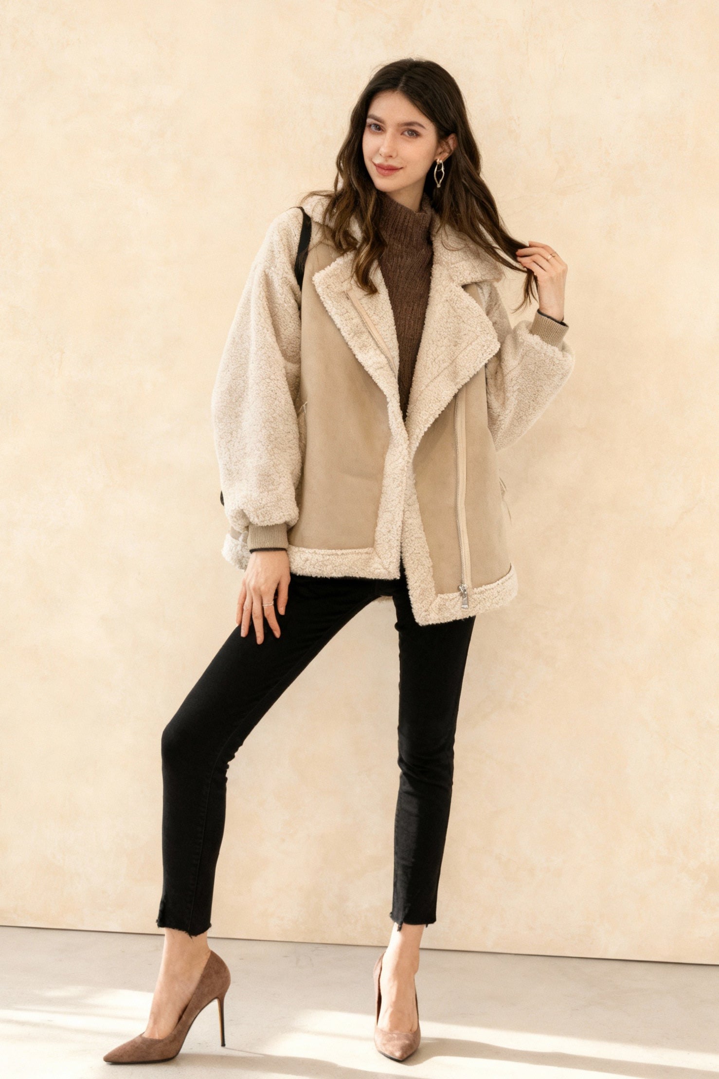 Harajuku Faux Leather Fur Patchwork Coat
