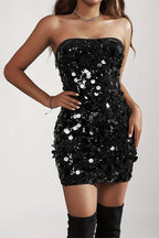 Party Cocktail Spaghetti Strap Backless Mini Sequin Dress
