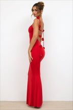 Strappy 3D Floral Maxi Party Dress