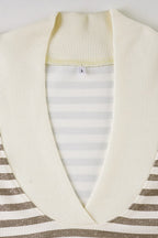 Waffle Striped Patchwork Color Block Long Sleeve Tee