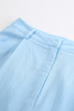Relaxed Linen Blend Blouse Wide Leg Two Piece Pants Set