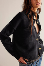 Knitted Jacket Stand Collar Solid Color Cardigan Sweater