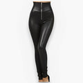 High Waist Zipper PU Leather Pants