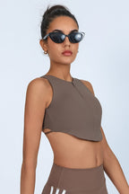 Sports Style Zip Front Crop Top