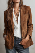 Suede lapel single-breasted suit jacket