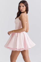 Spaghetti Strap Puff Mini Party Dress