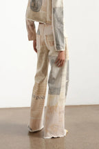Vintage Newspaper Print Straight Leg Jeans