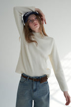 Thermal Mock Neck Solid Knit Top