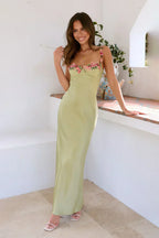 Flor Minimalist Maxi Dress Lime Green Elevated Occasion Wear