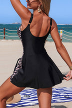 Stylish Patchwork Tie-up Stretch One-piece Swimsuit