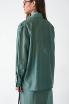 Vintage Collared Tencel Shirt Dress Two Piece Set