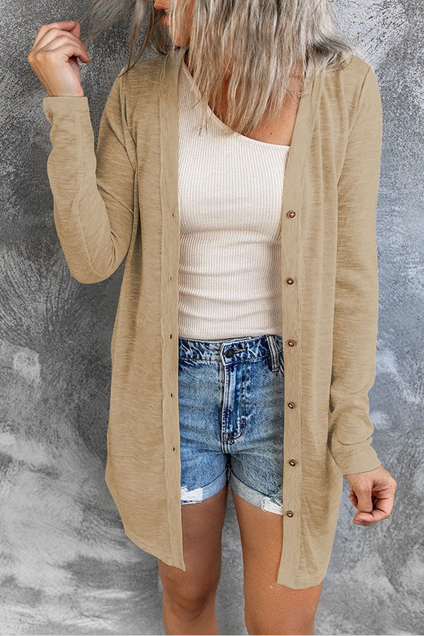 Casual Button Front Open Front Cover Up
