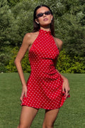 Sexy Polka Dot Waist Cinched Sleeveless Bodycon Dress
