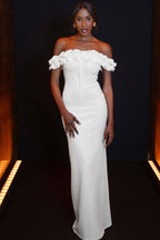 Ruffle Trim Bardot Party Dress