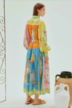 Graffiti Printed A-Line Casual Boho Dress