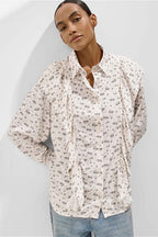 Loose Floral Ruffled Printed Blouse