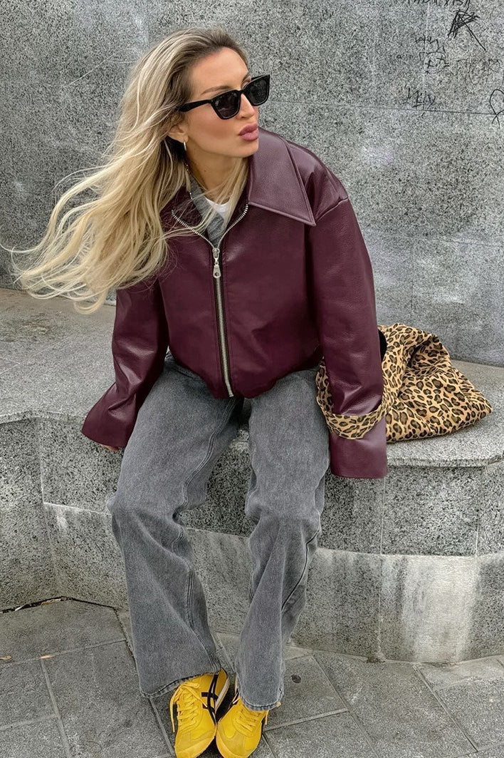 Oversized Moto Leather Jacket