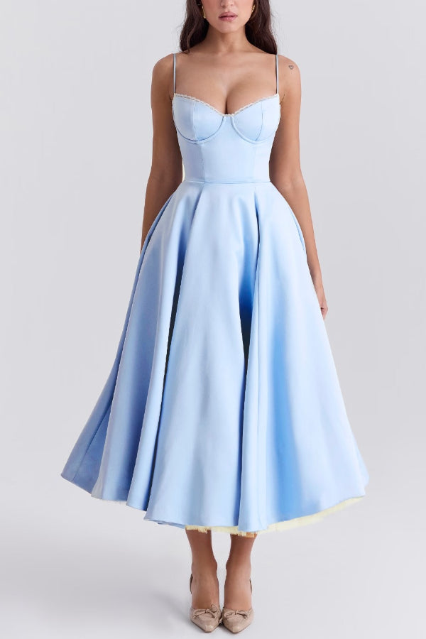 Lorraine Premium Strapless V Neck Sleeveless Tutu Maxi Dress Designer Edit