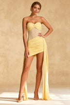 Mesh Patchwork Strapless Party Dress