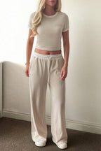 Colorblock Layering Tank Top Wide Leg Pants Set