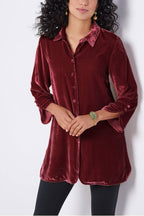 Women's Velvet Button Lapel Shirt