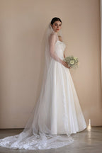 Strapless Boning Rhinestone Satin Wedding Dress