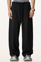 Patchwork Double Waist Wide Leg Athletic Pants