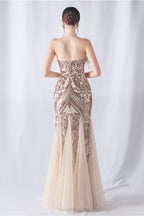 Ostrich Feather Sequin Evening Party Dress