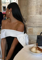 Francine One Shoulder Bow Tie Slit Midi Dress