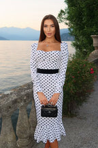 Elegant Polka Dot Mermaid Hem Maxi Dress