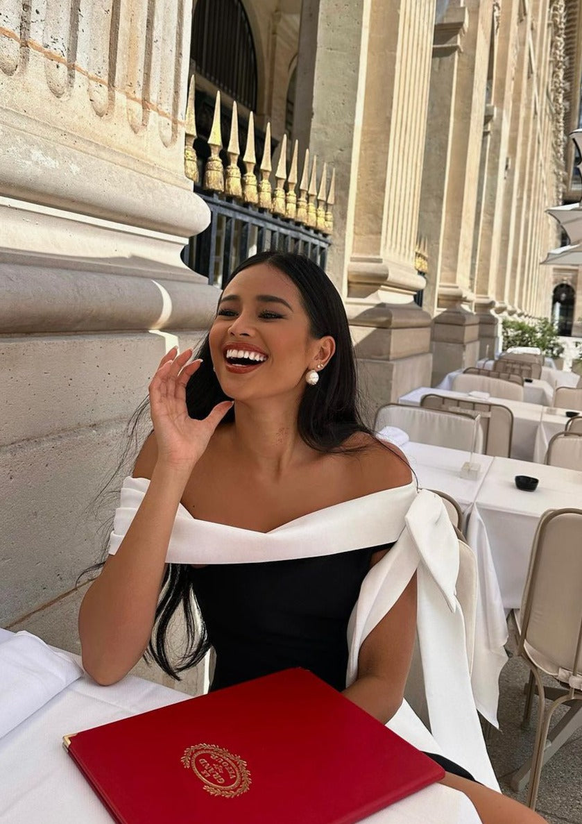 Francine One Shoulder Bow Tie Slit Midi Dress