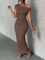 Oriana Timeless One Shoulder Asymmetrical Bodycon Dress Designer Edit