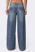 Low Waist Printed Wide Leg Jeans