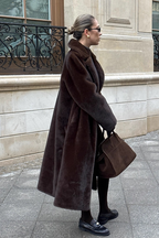 Belted Faux Mink Thick Fuzzy Extended Overcoat