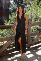 Vanesa Chic Deep V Neck Sleeveless Backless Dress Elevated Occasion Wear