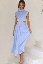 Rafaela Effortless Holiday Midi Dress with Cut Out Waist and Pockets Chic Silhouette Collection