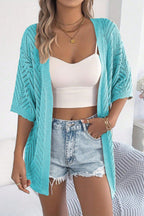Solid Color Loose Short-sleeved Casual Knitted Cover-up