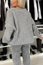 Explore Autumn Knit Open Front Long Balloon Sleeve Loose Cardigan