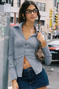 Elegant Stripe Collared Blouse